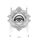 Egyptian eye with hieroglyphics  tattoo design idea
