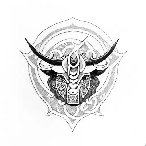 taurus tribal knife tattoo design idea