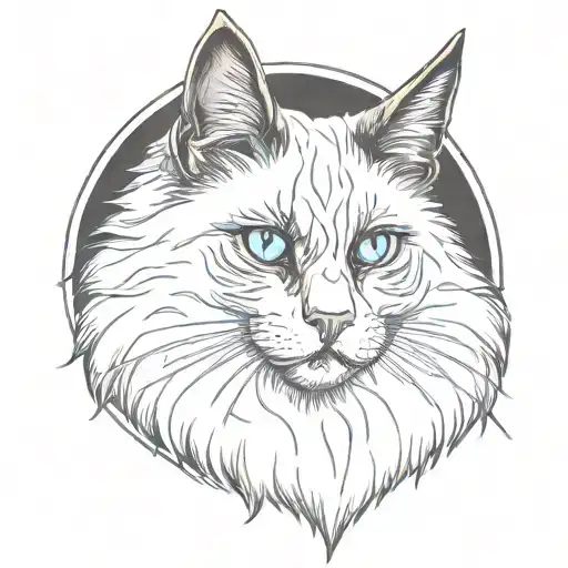 half majestic ragdoll cat half baphomet satanic blend demon tattoo design idea