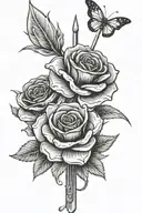 animated flower holding a pitchfork going tattoo design idea