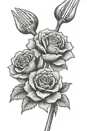 animated flower holding a pitchfork going tattoo design idea