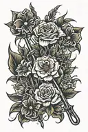 animated flower holding a pitchfork  tattoo design idea
