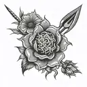 angry flower with pitchfork going tattoo design idea