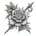 angry flower with pitchfork going tattoo design idea