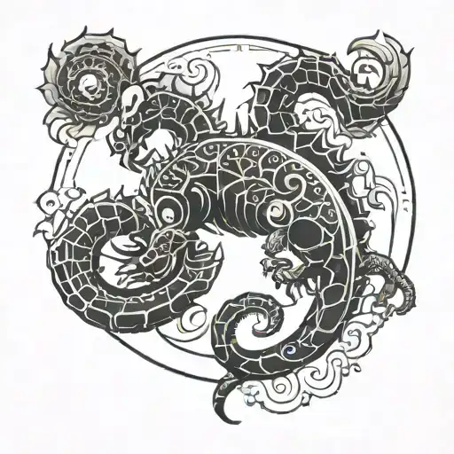 leo and scorpio zodiac sign tattoo design idea
