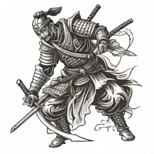samurai ronin warrior standing tattoo design idea