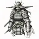 samurai ronin warrior standing tattoo design idea