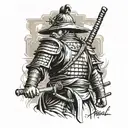 samurai ronin warrior standing tattoo design idea