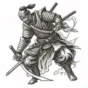samurai ronin warrior standing tattoo design idea