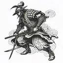 samurai ronin warrior standing tattoo design idea