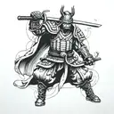 samurai ronin warrior standing tattoo design idea