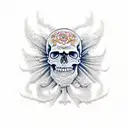 skull and spanner tattoo design idea
