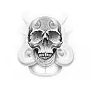 skull and spanner tattoo design idea