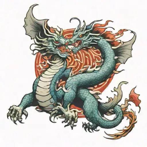 dragon and Phoenix shen mue tattoo design idea