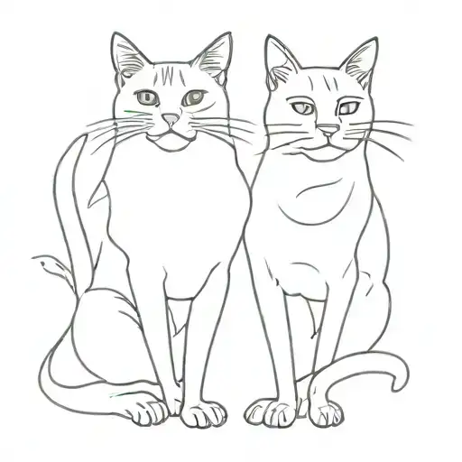 2 Cats one Calico one carey  tattoo design idea