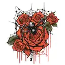 spider webs and roses intertwined tattoo design idea