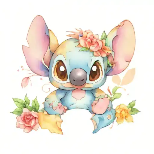 stitch holding anxiety tattoo design idea