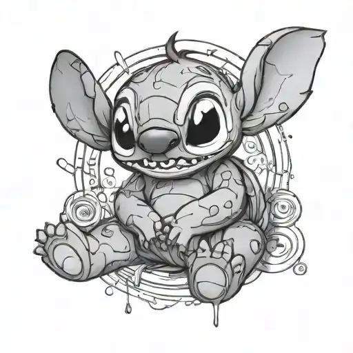 stitch holding anxiety from inside out 2 tattoo design idea