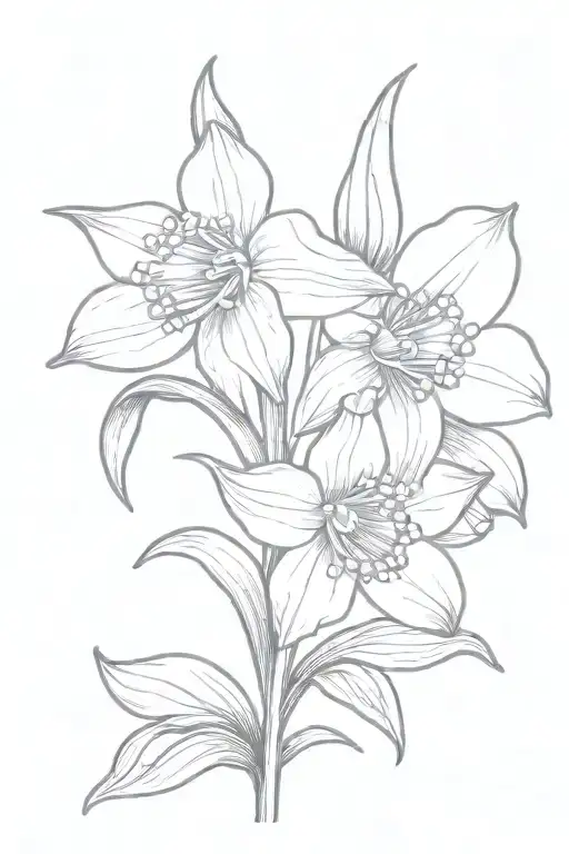 daffodil and lily of the valley flower tattoo design idea