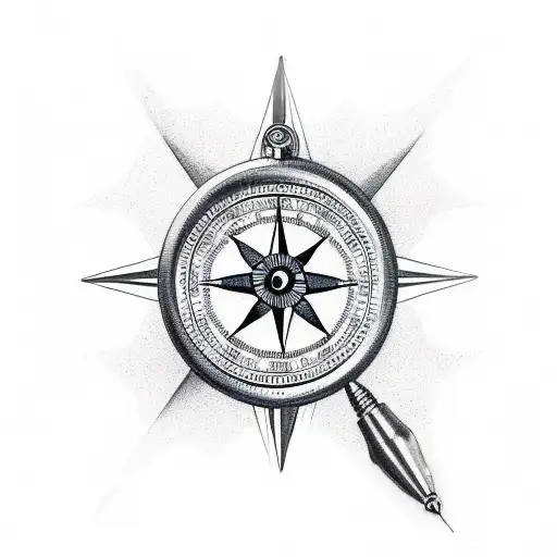 The centerpiece of the tattoo should be a compass with a windrose, a scale but without a comp tattoo design idea