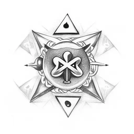 Shooting stars, 777, four-leaf clover, Elephant, Acron, Ankh, Axe, lucky bamboo, cross finger, dice, dolphin, tattoo design idea