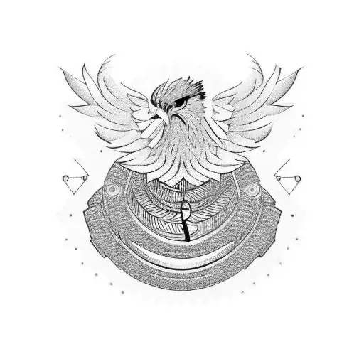 a phoenix bird surrounded by handcuffs and there is number 1903 tattoo design idea