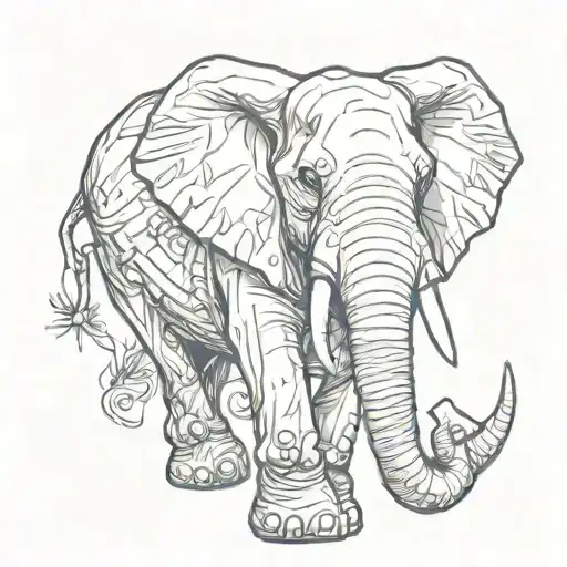 Angry Elephant with artillery shells tattoo design idea