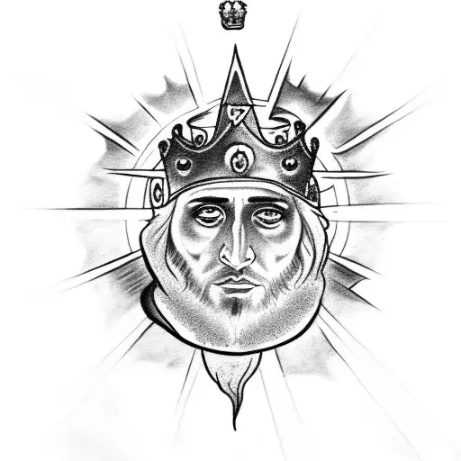 full Arm tattoo sleeve sketch including King Baldwin IV, Jesus, Moses, A lamb, a dove and John 14:17, and the Sun of kno tattoo design idea