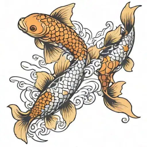 2 koi fish swimming together tattoo design idea