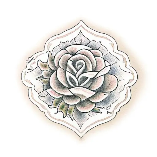 tudor rose surrounded by thistles tattoo design idea