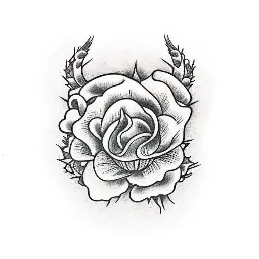 tudor rose and thistles tattoo design idea