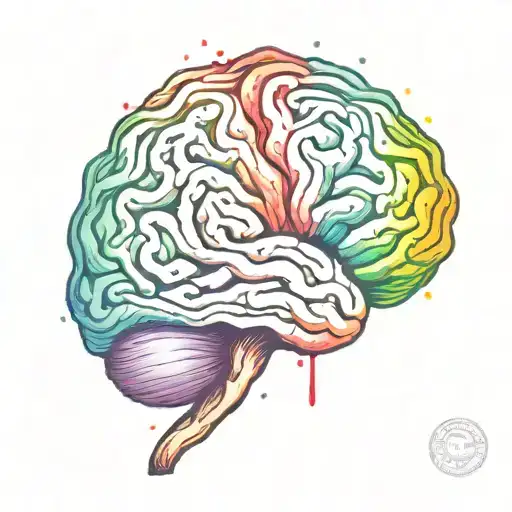A tattoo design of a rainbow-colored brain to symbolize the client's support for the LGBTIQ community and awareness of mental health conditions like ADHD and epilepsy tattoo design idea