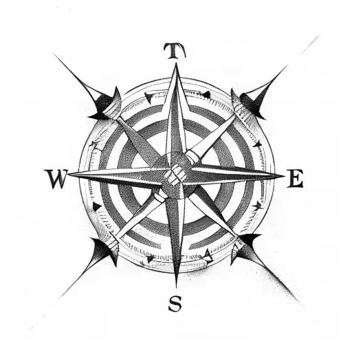 Arrow and compass tattoo design idea