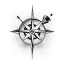 Arrow and compass tattoo design idea