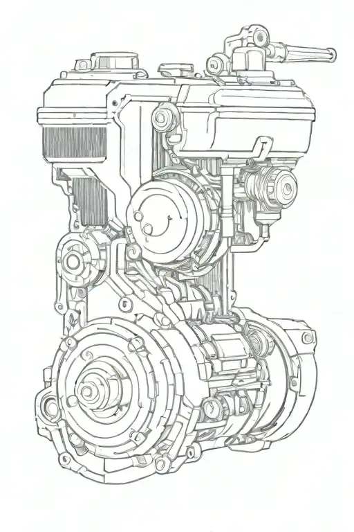 Engine and piston tattoo design idea