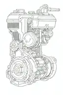 Engine and piston tattoo design idea