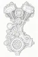 Engine and piston tattoo design idea