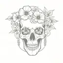 bird skull and flowers forming tattoo design idea