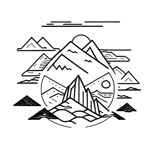 Mountain range with a hidden trail leading into the unknown tattoo design idea