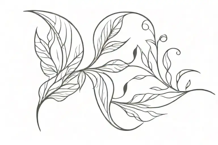 leaves in wind blowing tattoo design idea