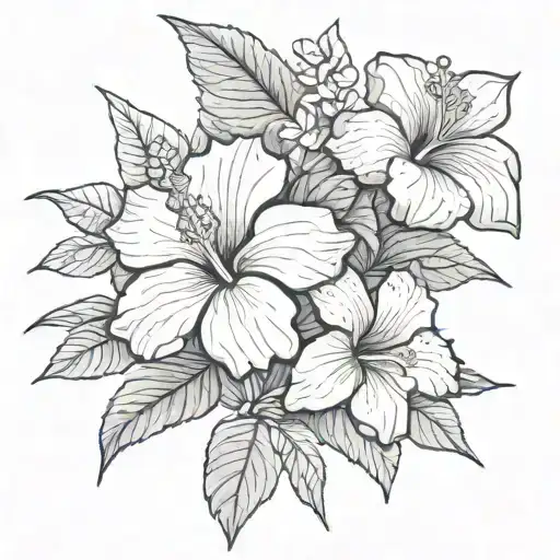 hibiscus and gardenia tattoo design idea