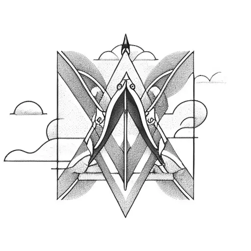 bow and arrow with nature background tattoo design idea