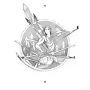 bow and arrow with forest background tattoo design idea