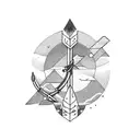 bow and arrow with forest background tattoo design idea