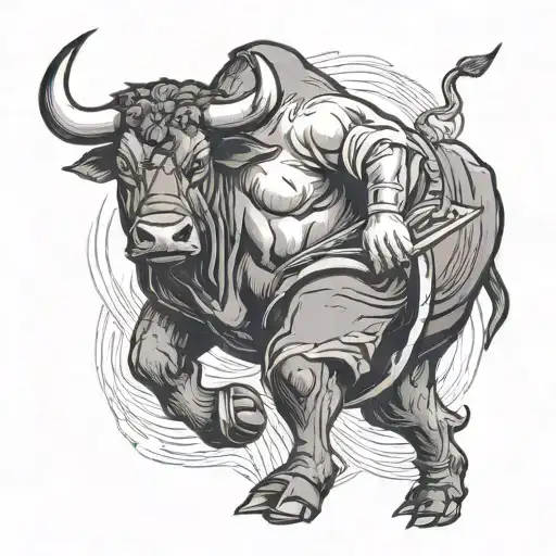 A strong worker symbolized by a bull pulling a heavy load tattoo design idea