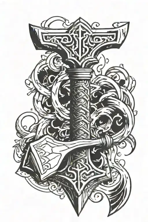 Thor hammer  tattoo design idea