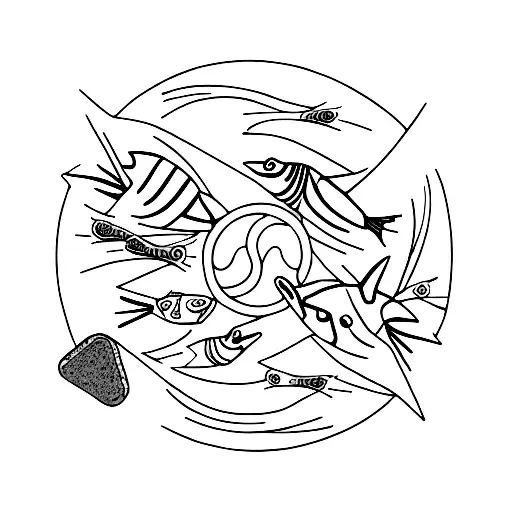 two fishes and five loaves of bread from the gospel. tattoo design idea