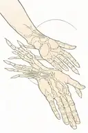 icarus falling add text 'memento mori' and hands reaching to skeleton hand  tattoo design idea