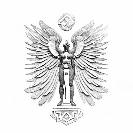 greek statue with wings tattoo design idea