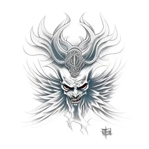 demon with wings tattoo design idea